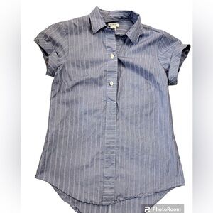 J. Crew XXS Blue Pinstripe Short Sleeve 3/4 Button Shirt